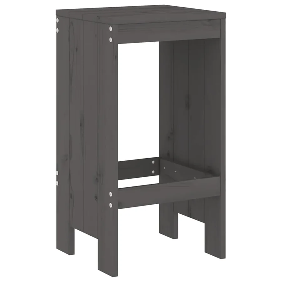 Ensemble de bar de jardin 7 pcs gris bois de pin massif - 4