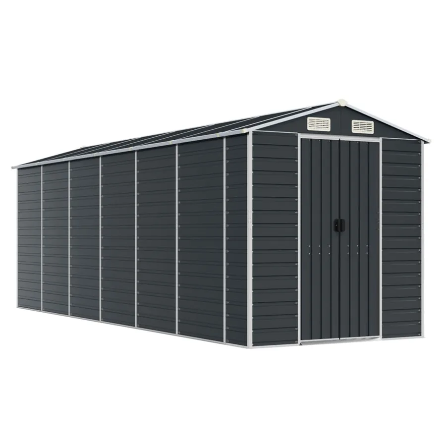 Abri de jardin anthracite 191x555x198 cm acier galvanisé - 2