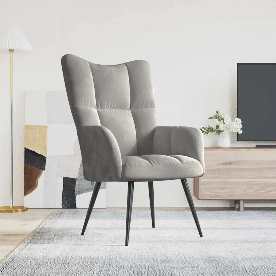Chaise de relaxation Gris clair Velours