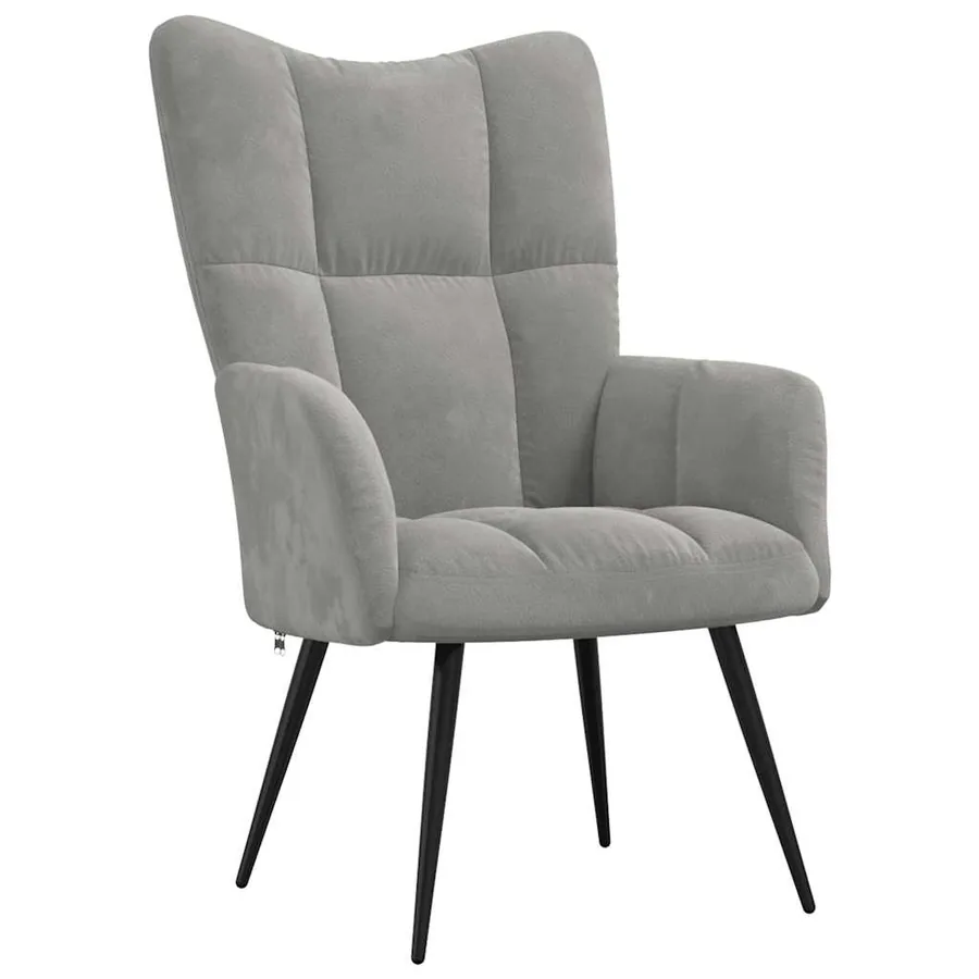 Chaise de relaxation Gris clair Velours - 2