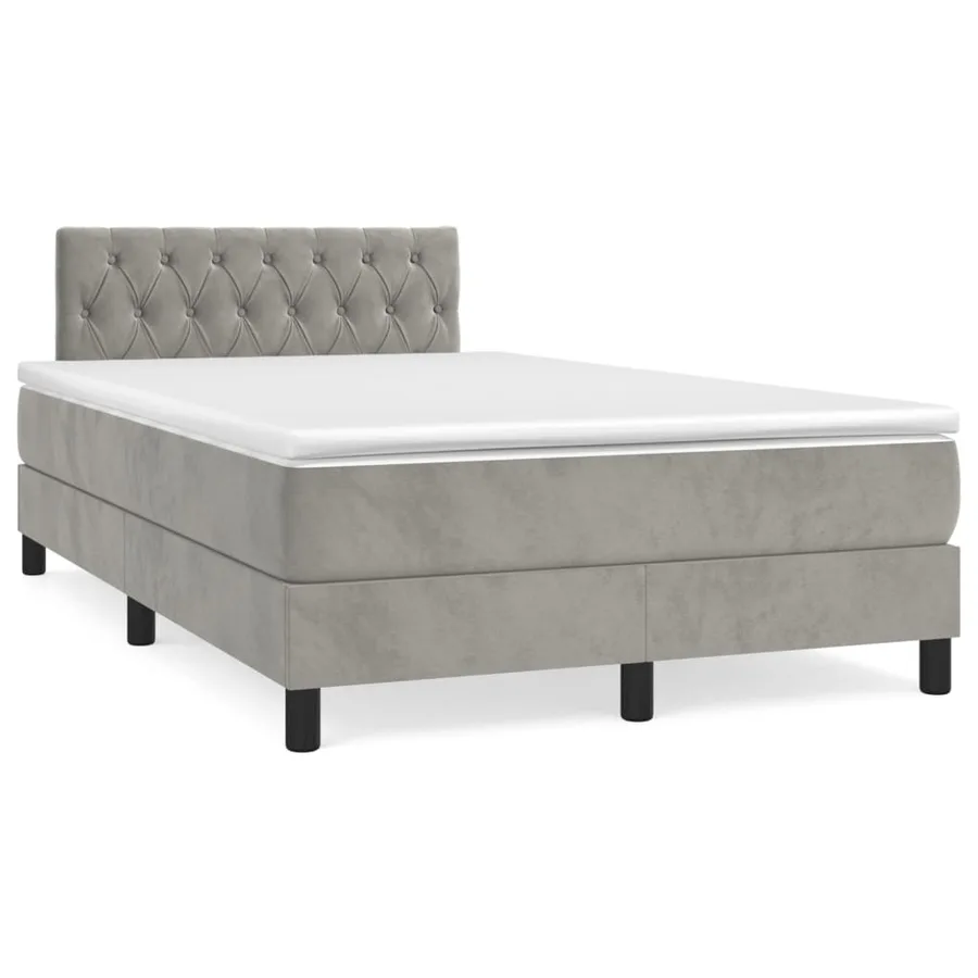 Sommier à lattes de lit et matelas Gris clair 120x200cm Velours - 2