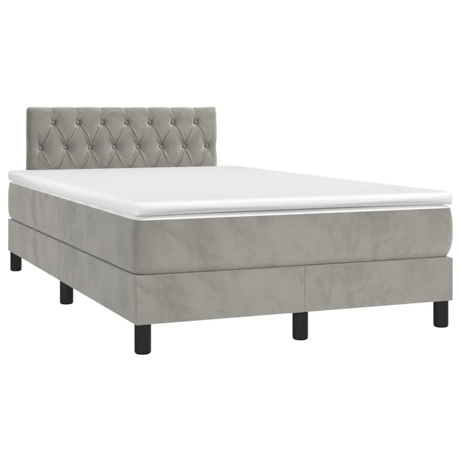 Sommier à lattes de lit et matelas Gris clair 120x200cm Velours - 3