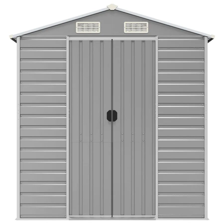 Abri de jardin gris clair 191 x 895 x 198 cm en acier galvanisé - 4