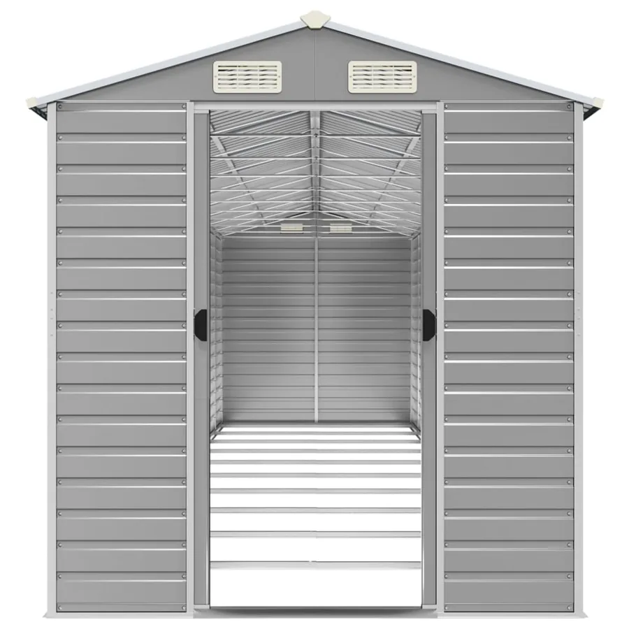 Abri de jardin gris clair 191 x 895 x 198 cm en acier galvanisé - 5