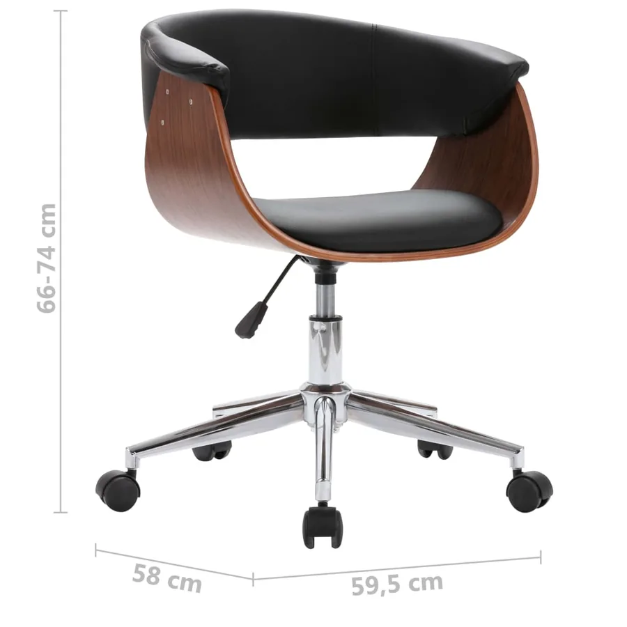 Chaise pivotante à manger Noir Bois courbé et similicuir - 8
