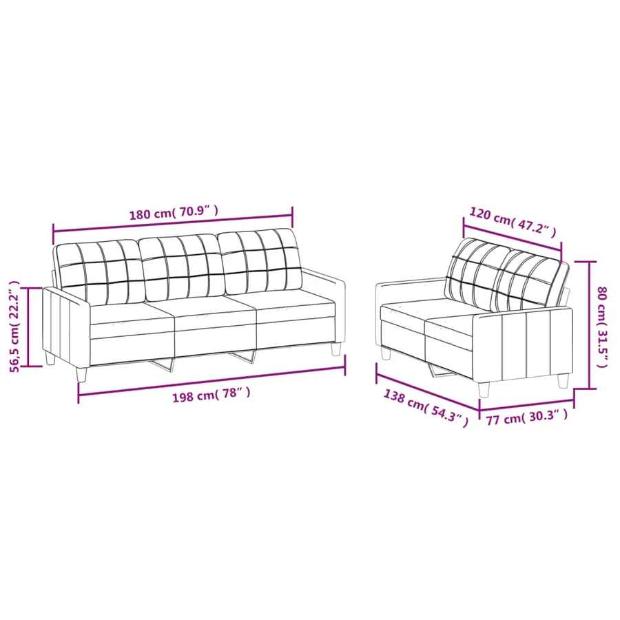 Ensemble de canapés 2 pcs avec coussins Noir Similicuir - 7
