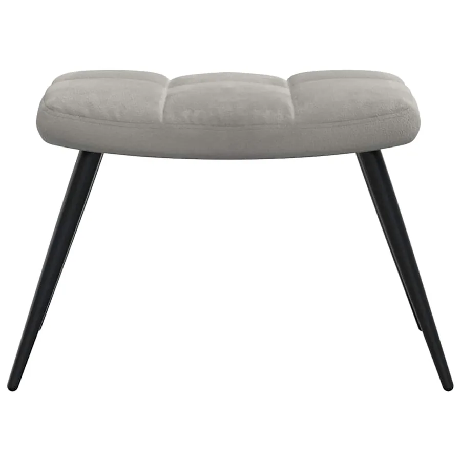 Chaise de relaxation avec tabouret Gris clair Velours - 7