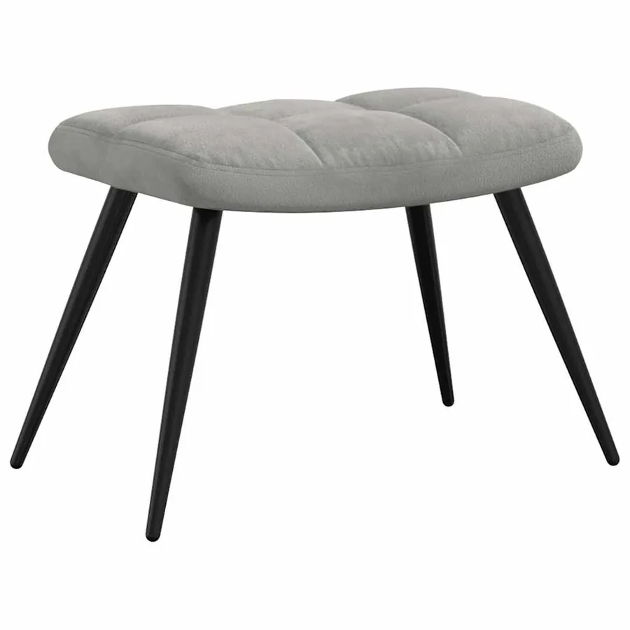 Chaise de relaxation avec tabouret Gris clair Velours - 8