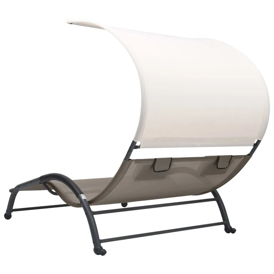 Chaise longue double avec auvent textilène noir - 18
