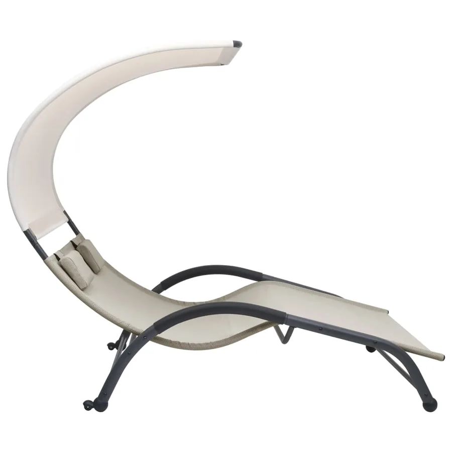 Chaise longue double avec auvent textilène noir - 31
