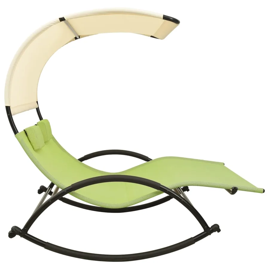 Chaise longue double avec auvent textilène noir - 45