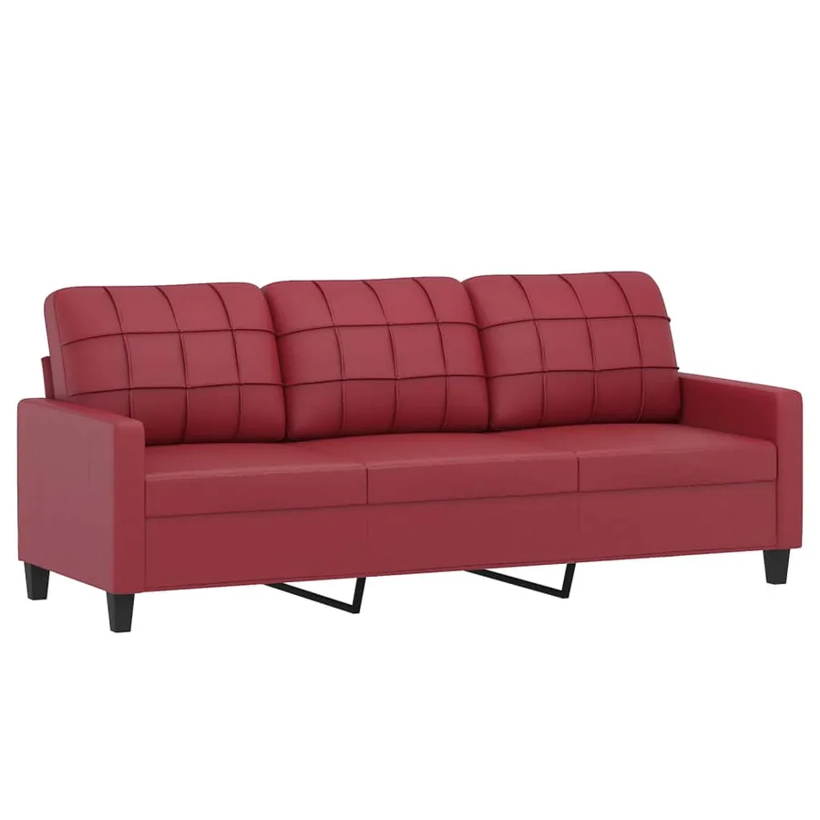 Ensemble de canapés 3 pcs et coussins Rouge bordeaux Similicuir - 4