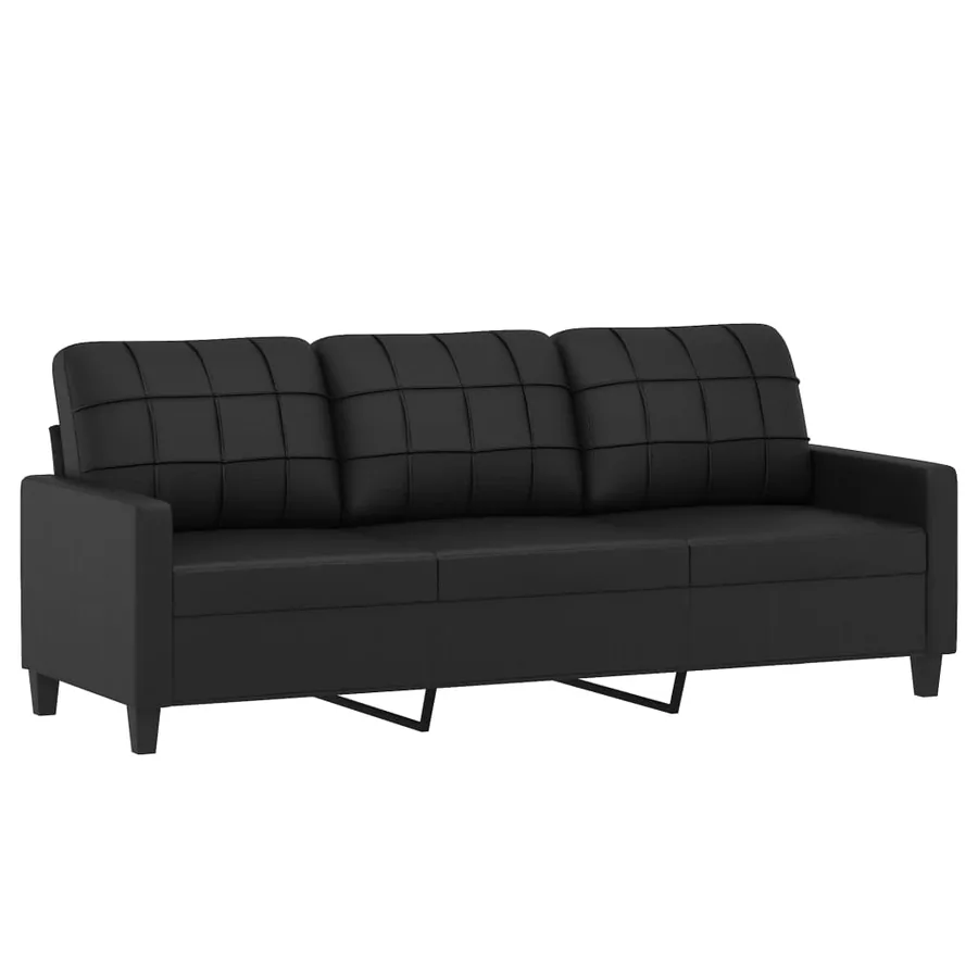 Ensemble de canapés 3 pcs avec coussins Noir Similicuir - 5