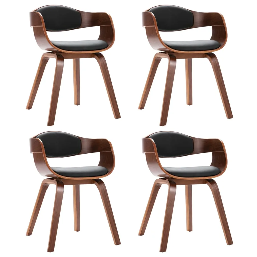 Chaises à manger lot de 4 bois courbé et similicuir - 2