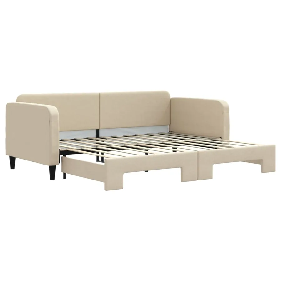 Lit de jour avec gigogne sans matelas crème 90x200 cm - 2