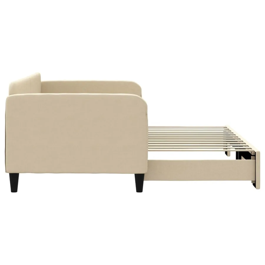 Lit de jour avec gigogne sans matelas crème 90x200 cm - 4