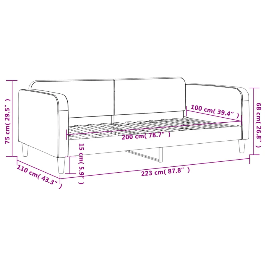 Lit de repos gris clair 100x200 cm tissu - 8