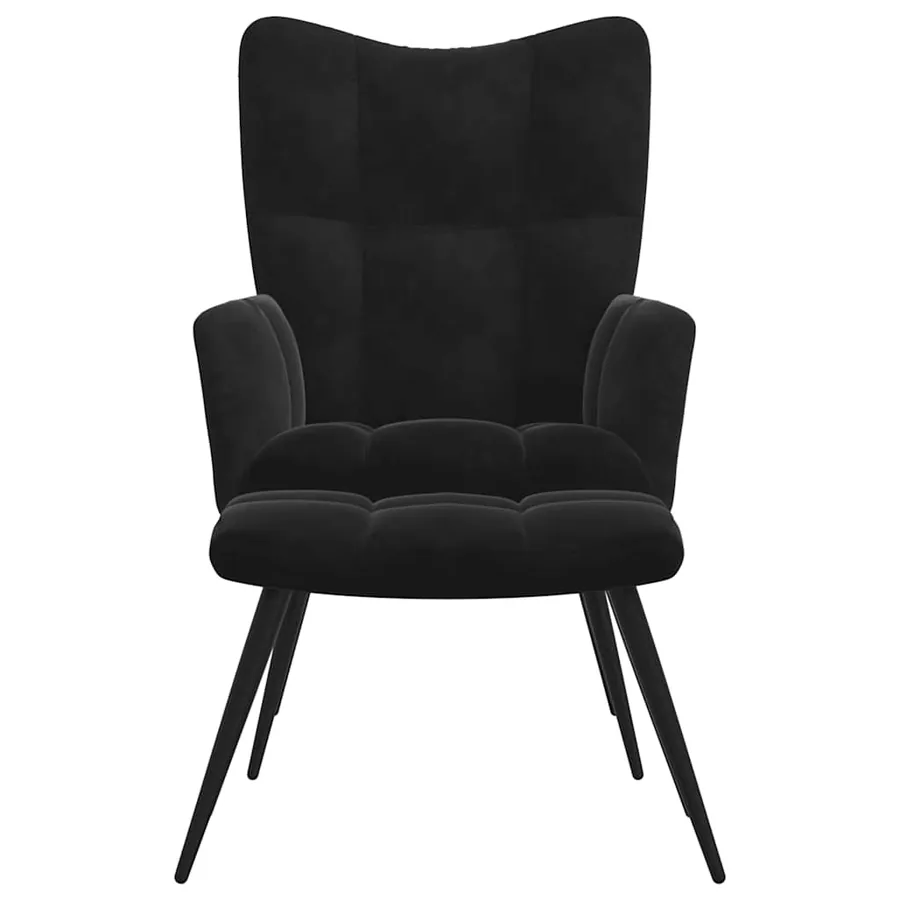 Fauteuil relax avec tabouret en velours noir - 3