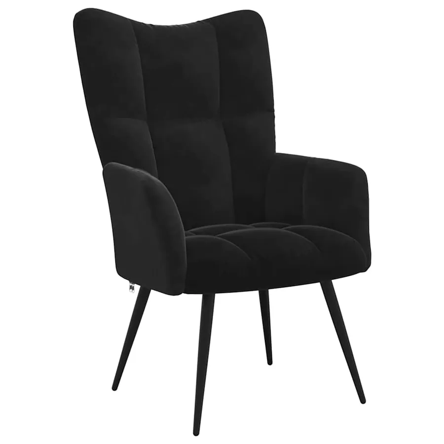 Fauteuil relax avec tabouret en velours noir - 6