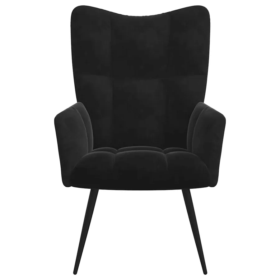 Fauteuil relax avec tabouret en velours noir - 7