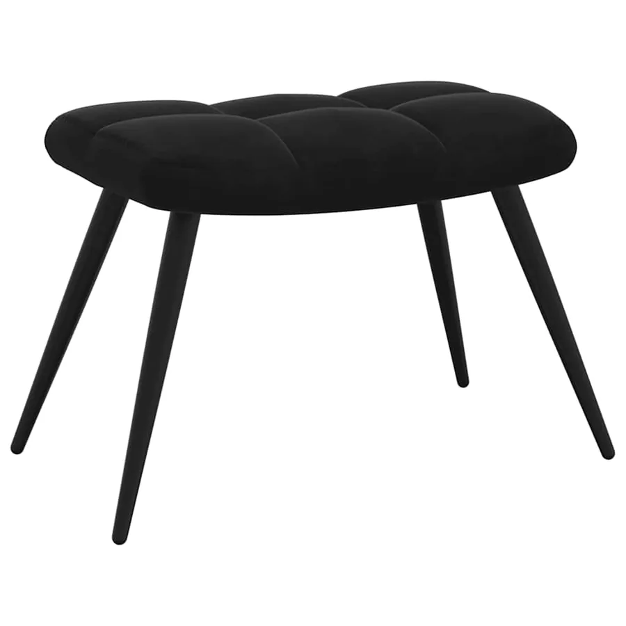 Fauteuil relax avec tabouret en velours noir - 8