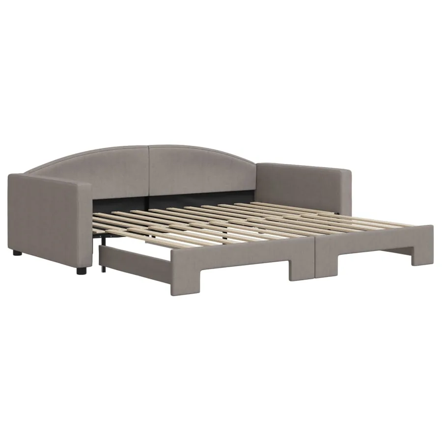 Lit de jour avec lit gigogne taupe 100x200 cm tissu - 2