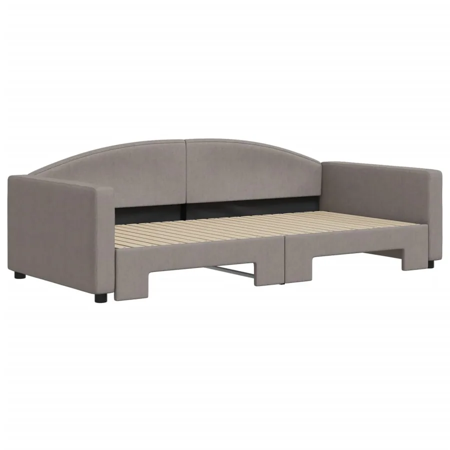 Lit de jour avec lit gigogne taupe 100x200 cm tissu - 3