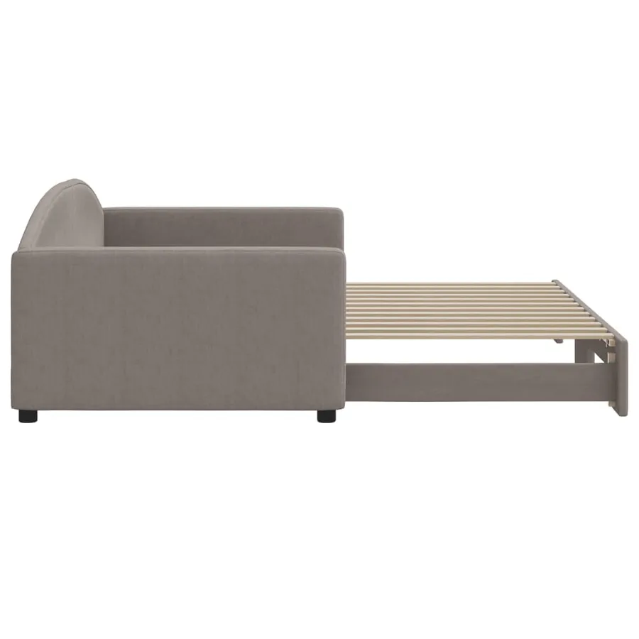 Lit de jour avec lit gigogne taupe 100x200 cm tissu - 4
