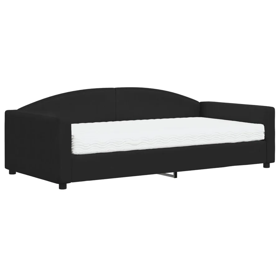 Lit de jour avec matelas noir 100x200 cm tissu - 2