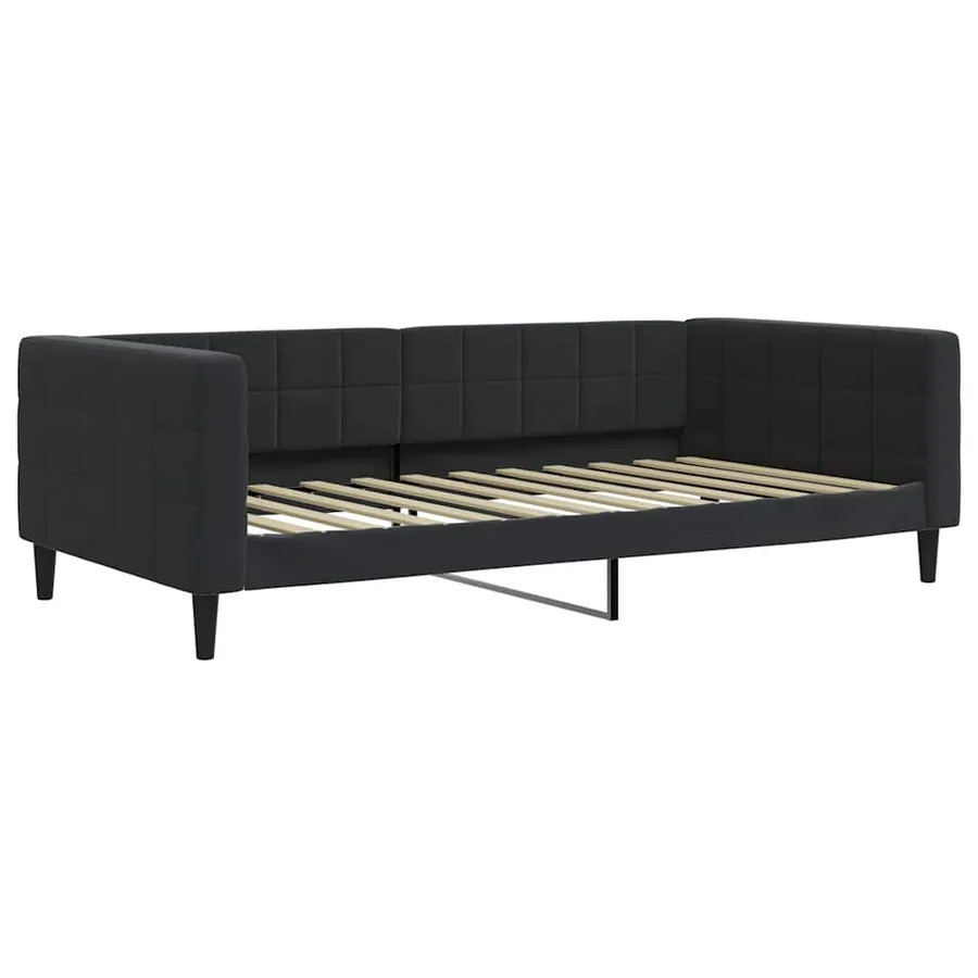 Lit de jour avec lit gigogne et matelas noir 100x200 cm velours - 4