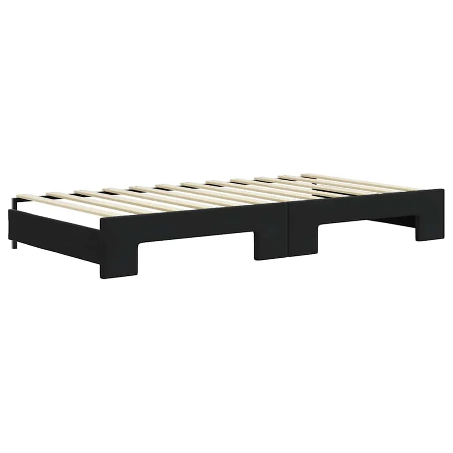 Lit de jour avec lit gigogne et matelas noir 100x200 cm velours - 5