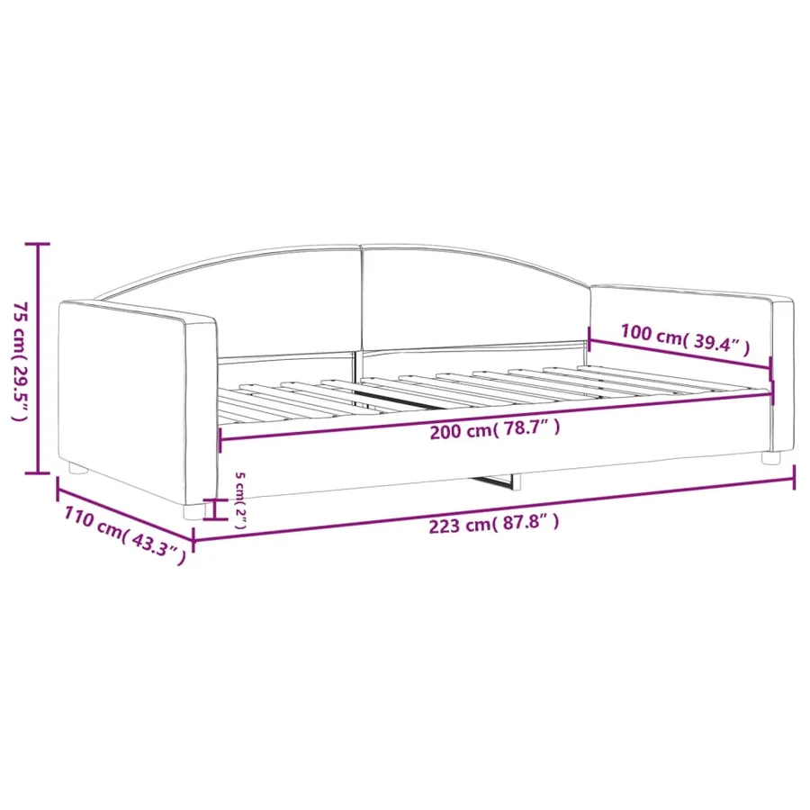 Lit de repos crème 100x200 cm tissu - 8
