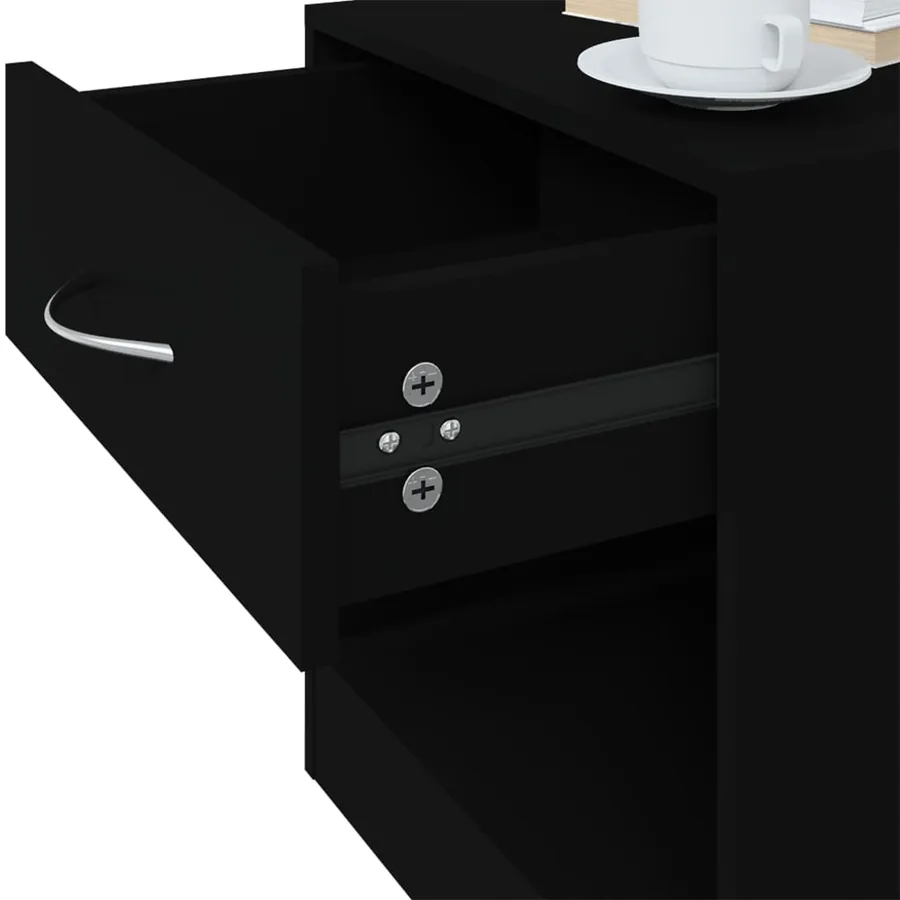 Tables de chevet 2 pcs avec tiroir Noir - 10