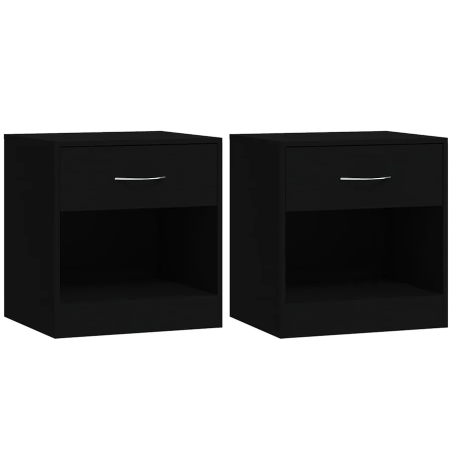 Tables de chevet 2 pcs avec tiroir Noir - 2