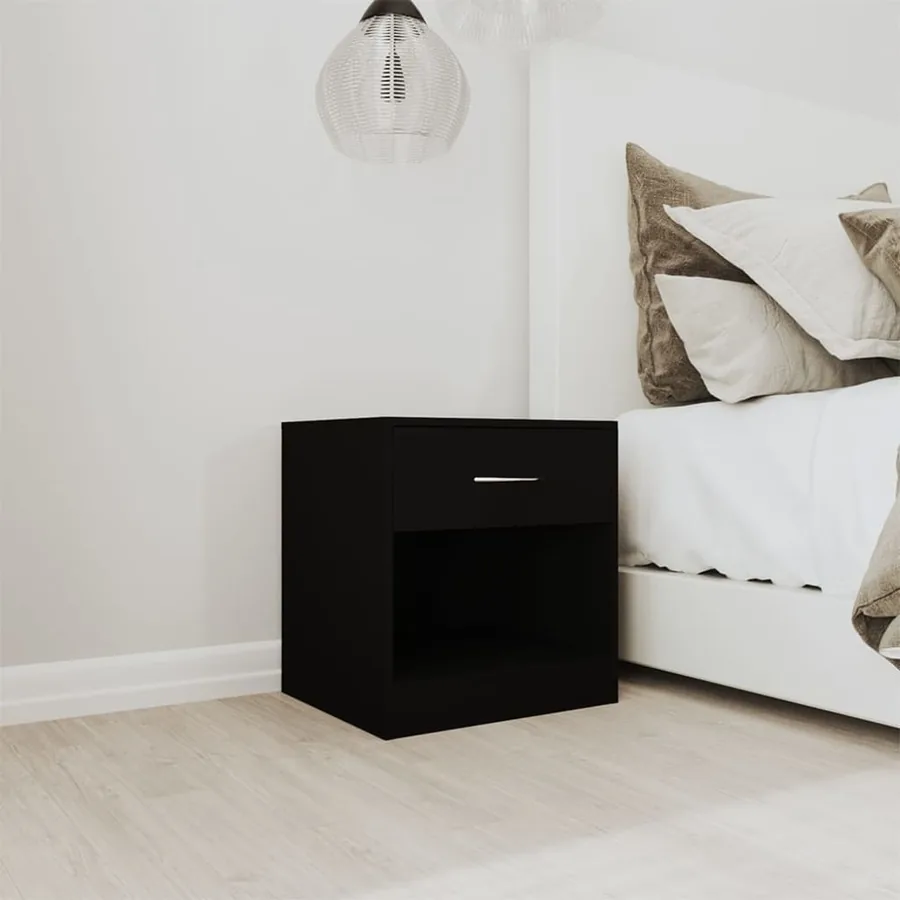 Tables de chevet 2 pcs avec tiroir Noir - 3