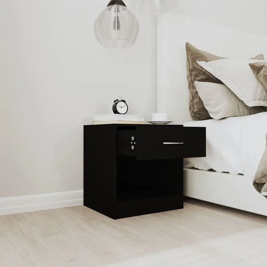 Tables de chevet 2 pcs avec tiroir Noir - 4