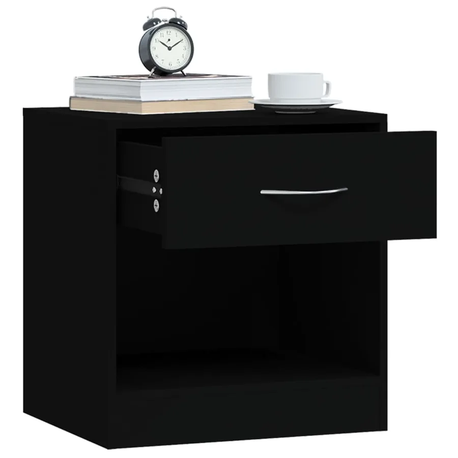 Tables de chevet 2 pcs avec tiroir Noir - 5