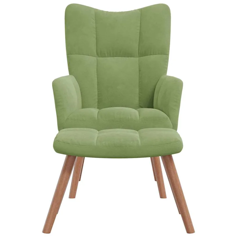 Chaise de relaxation avec repose-pied Vert clair Velours - 3