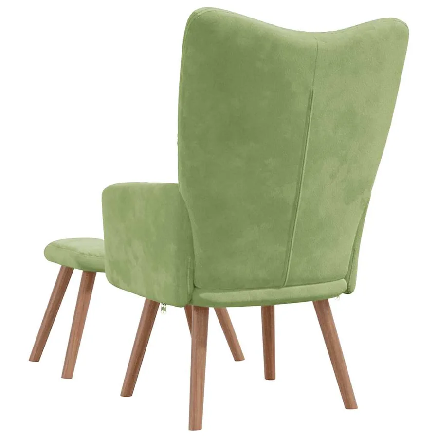 Chaise de relaxation avec repose-pied Vert clair Velours - 5
