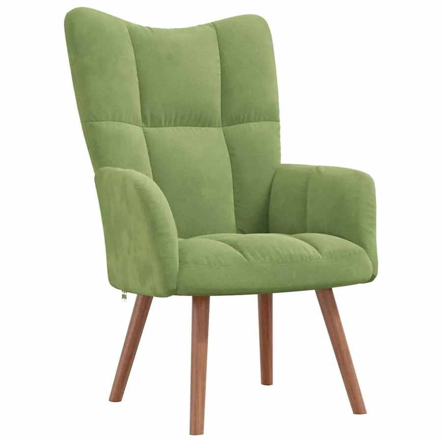 Chaise de relaxation avec repose-pied Vert clair Velours - 6