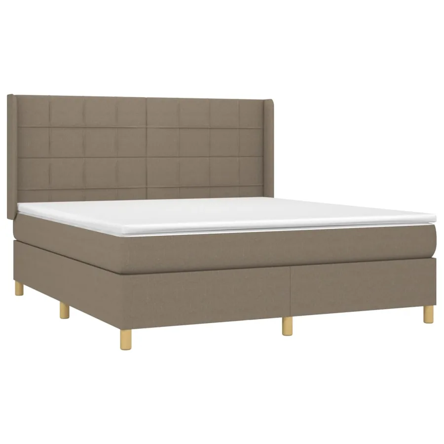 Sommier à lattes de lit matelas et LED Taupe 160x200 cm Tissu - 4
