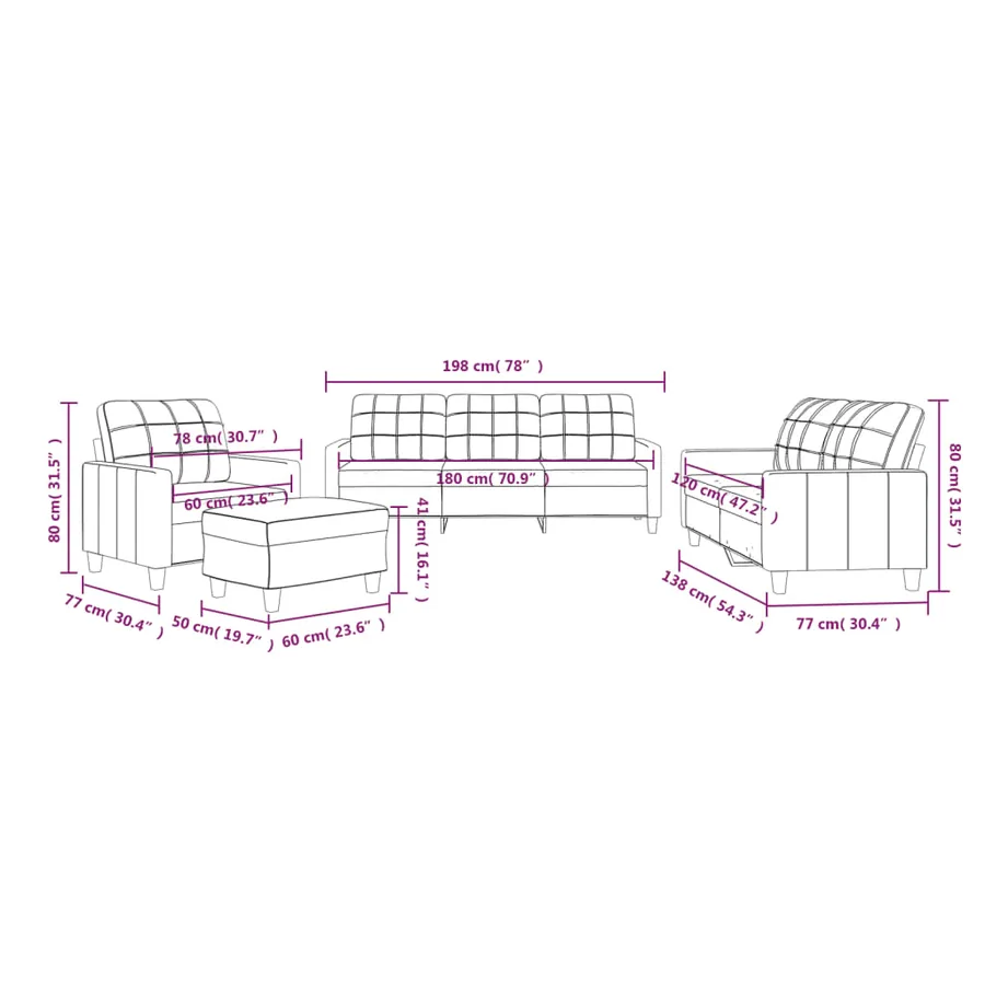 Ensemble de canapés 4 pcs et coussins Rouge bordeaux Similicuir - 10