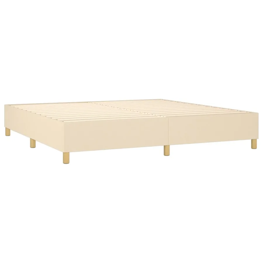 Sommier à lattes de lit avec matelas Crème 200x200 cm Tissu - 4