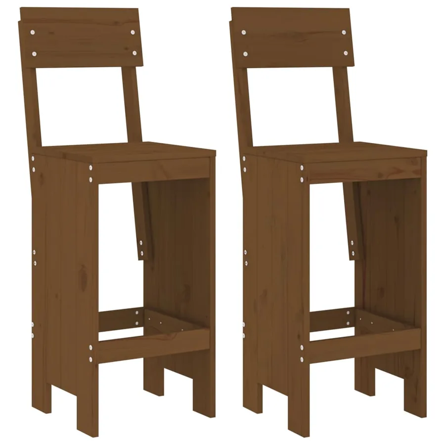Tabourets lot de 2 marron miel 40x48,5x115,5 cm bois massif pin - 2