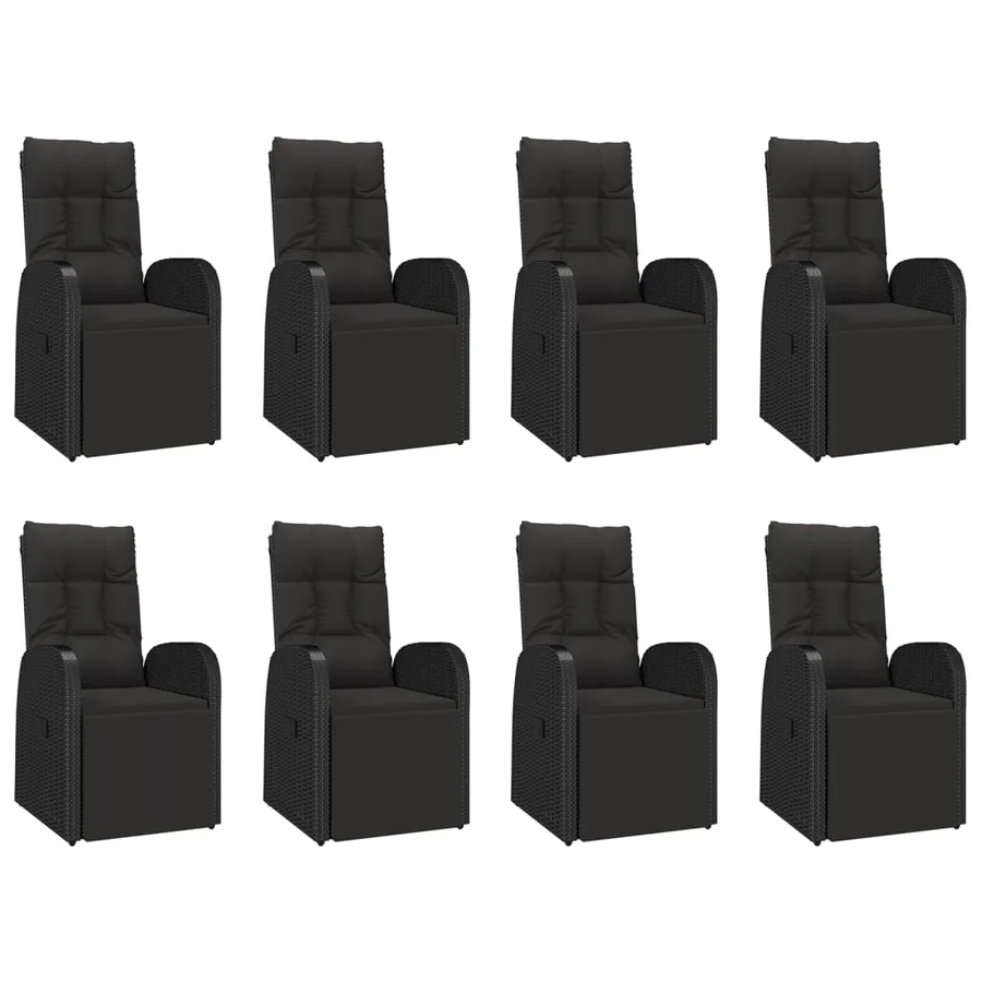 Ensemble à manger de jardin 9 pcs Noir Poly rotin et acacia - 4