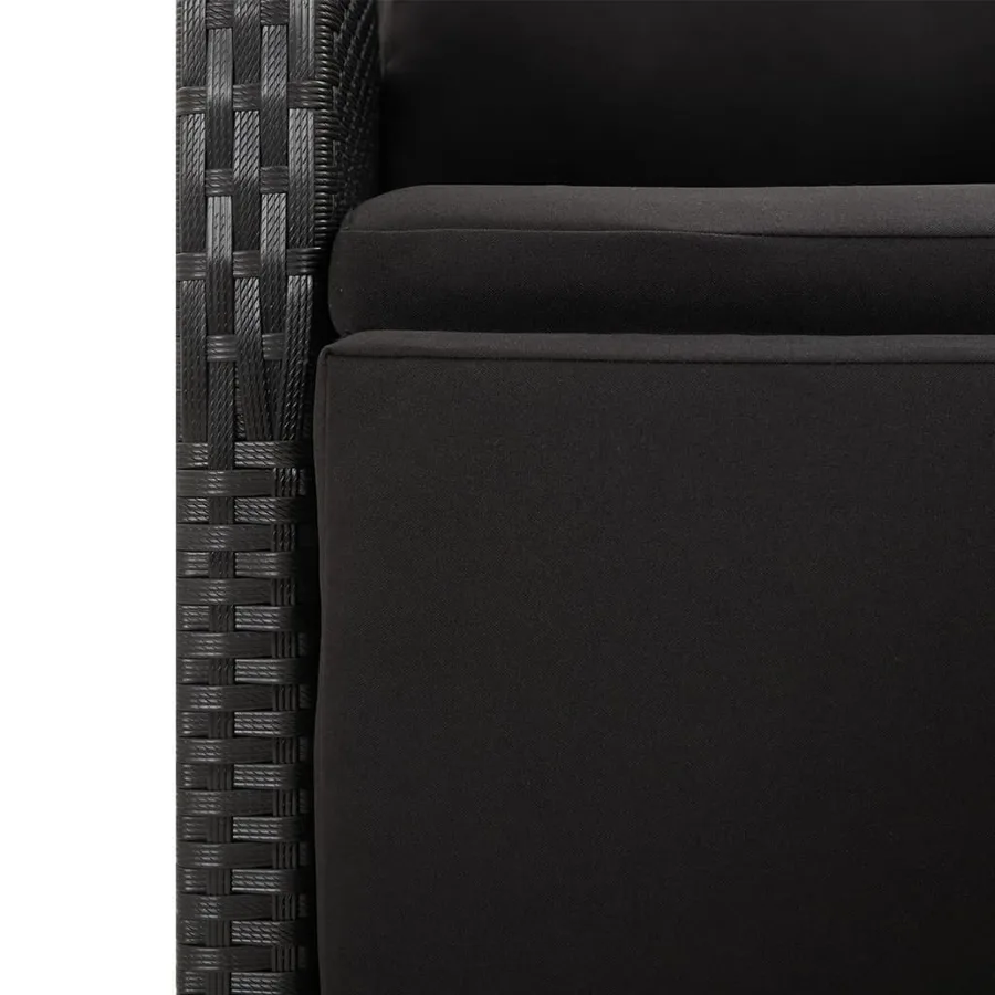 Ensemble à manger de jardin 9 pcs Noir Poly rotin et acacia - 7