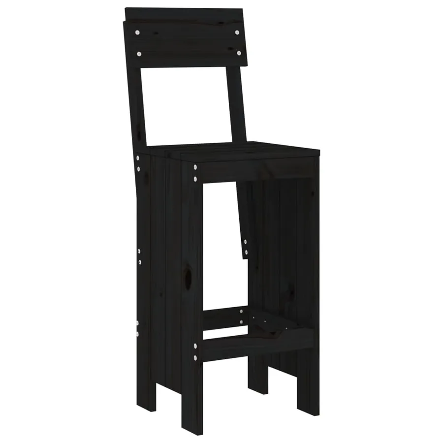 Ensemble de bar de jardin 5 pcs noir bois de pin massif - 4