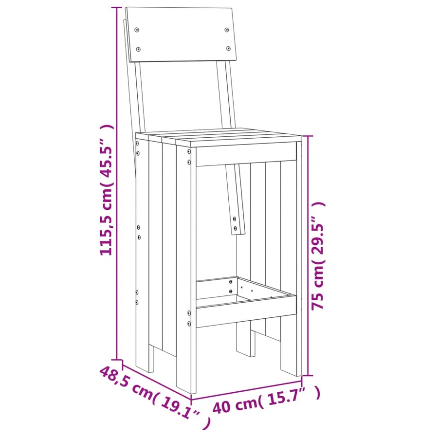 Ensemble de bar de jardin 9 pcs bois massif douglas - 10