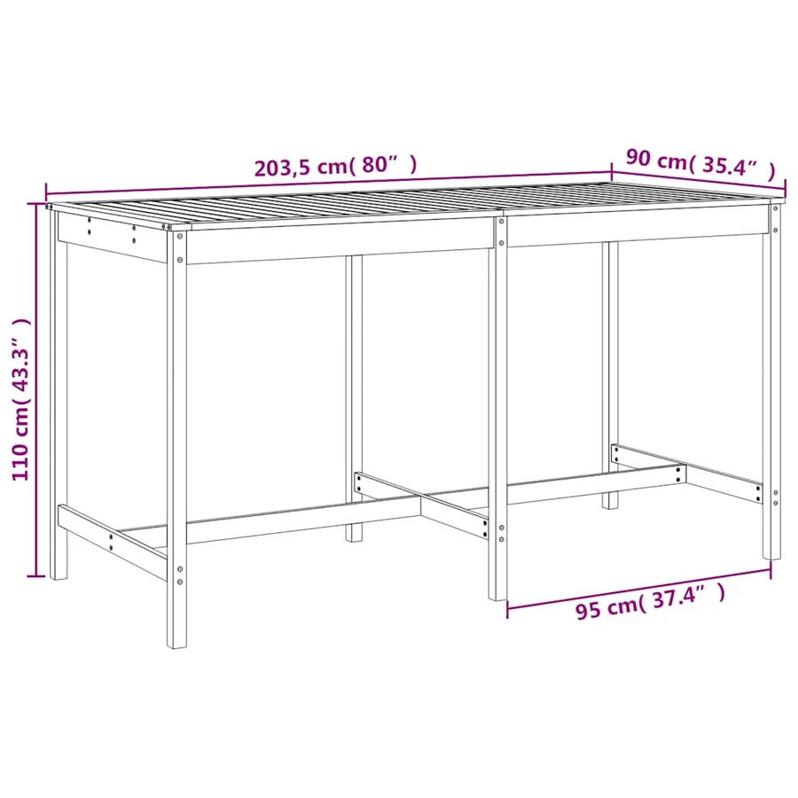 Ensemble de bar de jardin 9 pcs bois massif douglas - 9