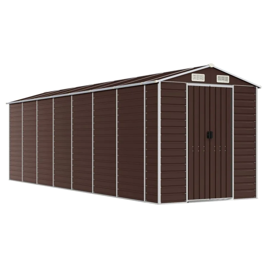 Abri de jardin marron 191 x 640 x 198 cm en acier galvanisé - 2